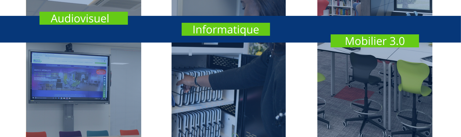 Aratice, concepteur de solutions audiovisuelles, informatiques et de mobiliers innovants.