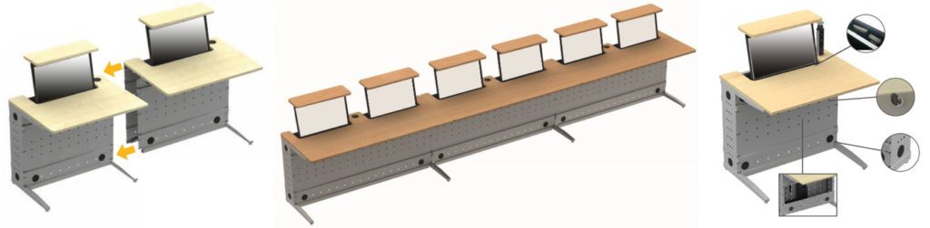 Tables escamotables pour salles informatiques scolaires