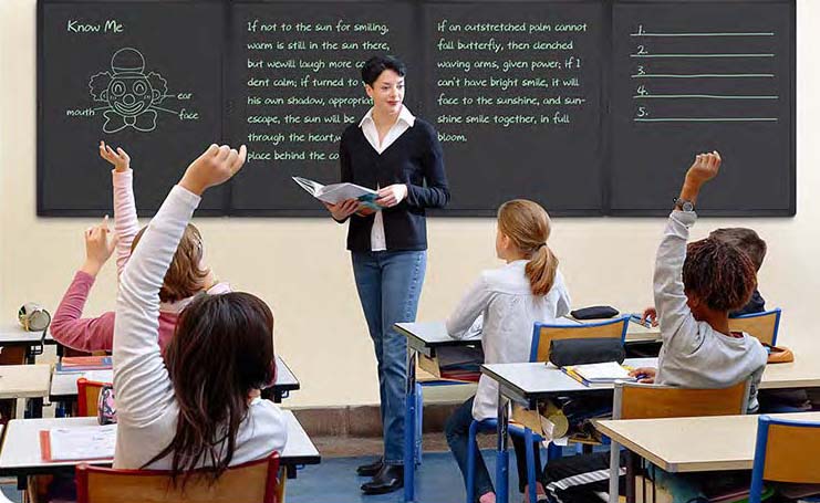 Tableaux noirs LCD fixation murale dans une salle de classe