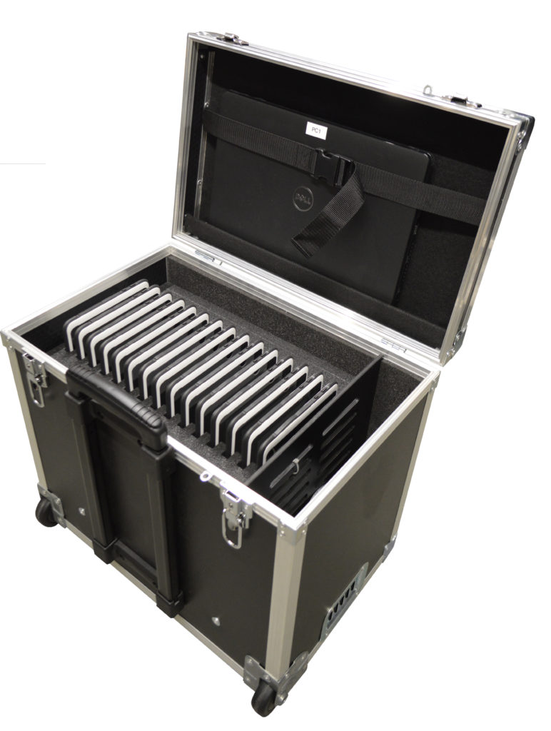 Valise multimédia pour transporter, charger, stocker et synchroniser 16 tablettes simples