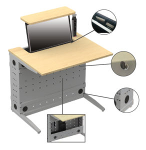 Table informatique à écran escamotable