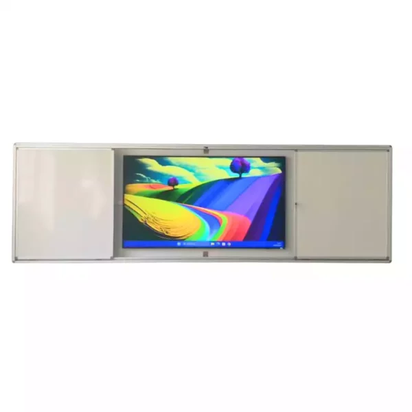 Associé à un écran interactif jusqu'à 75", le tableau blanc coulissant Araboard 4 est une solution innovante pour un apprentissage innovant et dynamique.