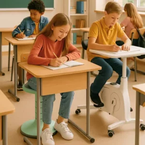 Plus de concentration pour un apprentissage plus efficace, nos solutions d'assise dynamique revolutionne le mobilier scolaire et les méthode d'apprentissage dans les classes flexibles.