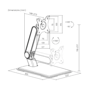 Support ajustable pour 1 écran moniteur PC 17''- 32''