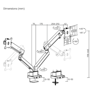 Support écran PC à ressort mécanique 2 écrans PC 17"-35"