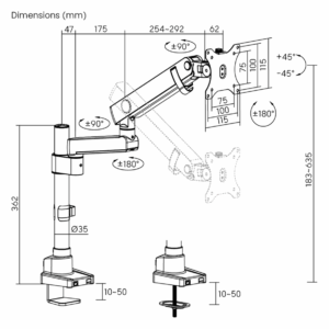 Support écran PC à ressort mécanique 1 écran PC 17"-40"