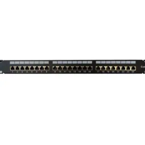 Panneau de brassage rack 19''. 24 ports RJ45. cat.6. Blindé