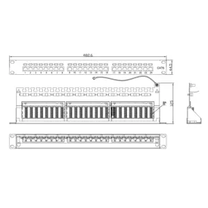 Panneau de brassage rack 19''. 24 ports RJ45. cat.6. Blindé