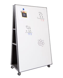 Tableau mobile, double face en acier émail blanc feutre, H160xL100 cm