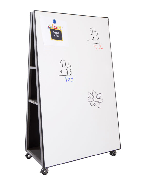 Tableau mobile, double face en acier émail blanc feutre, H160xL100 cm