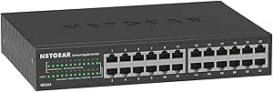 Netgear (GS324 Switch Ethernet 48 Ports RJ45 Gigabit, Format Bureau/Rack, Boitier Robuste en Métal, Silencieux sans Ventilateur pour Une Connectivité Simple et Abordable
