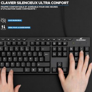 Bluestork – Pack Media Office - Pack Clavier Souris Filaire USB – AZERTY
