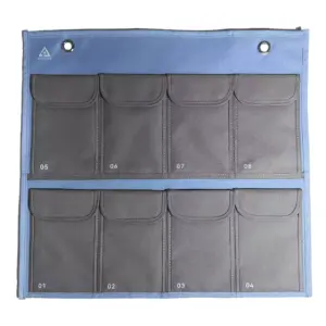 Solution murale de 8 pochettes anti-ondes grise pour créer des temps de déconnexion, à domicile ou en milieu professionnel.