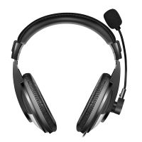 Casque stéréo avec commandes, 1x USB-A, microphone, noir