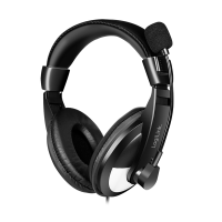 Casque stéréo avec commandes, 1x USB-A, microphone, noir