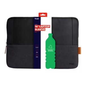 Trust Lisboa Housse Ordinateur Portable 16 Pouces, Pochette en Plastique Recyclé, Sacoche Voyage PC Homme Femme