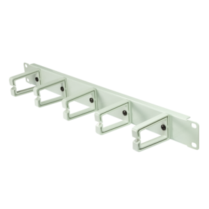 Panneau 1U passe câbles 19" Gris, 5 anneaux plastique - OR104G