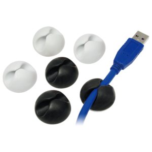 Guides câbles adhésifs x6 (3 blancs / 3 noirs) - KAB0009