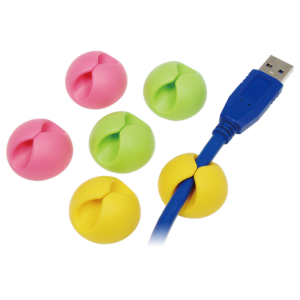 Guides câbles adhésifs x6 (2 roses / 2 verts / 2 jaunes)