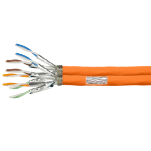 Câble 2x4 paires Cat 7A S/FTP Rigide LSOH Bobine Orange