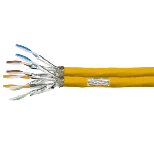 Câble 2x4 paires Cat 7A S/FTP Rigide LSOH Jaune Bobine de 50m - CPV0075