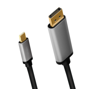 Cordon USB Type-C, C/M vers DP/M, 4K, alu, noir/gris, 1.80m