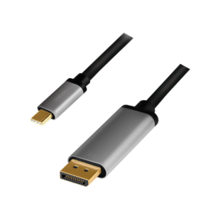 Cordon USB Type-C, C/M vers DP/M, 4K, alu, noir/gris, 1.80m