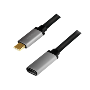 Rallonge USB 3.2 Gen2 Type-C, C/M vers USB-C/F, 4K, alu, noir/gris, 0.50m