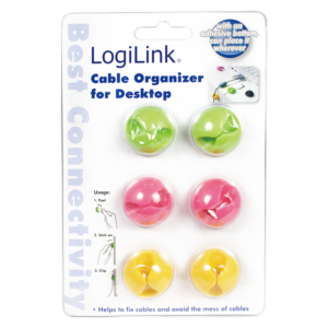 Guides câbles adhésifs x6 (2 roses / 2 verts / 2 jaunes)