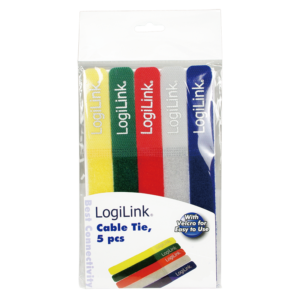 Lot de 5 colliers auto-agrippant 180 x 20 mm - couleurs