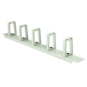 Panneau 1U passe câbles 19" Gris, 5 anneaux plastique - OR104G