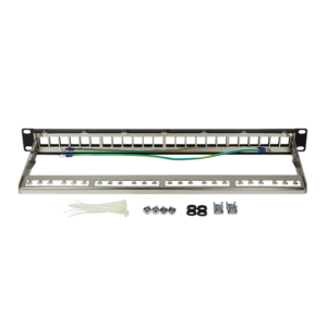 Platine Keystone nue 24 ports sans insert noir blindée