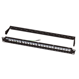 Platine Keystone nue 24 ports sans insert noir blindée