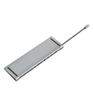 Station d'accueil USB 3.2 Gen2, USB-C, 12 ports, PD, argent