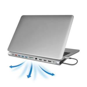 Station d'accueil USB 3.2 Gen2, USB-C, 12 ports, PD, argent