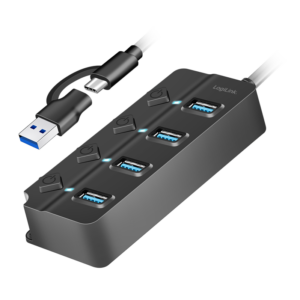 Hub USB-C+A, USB3.2 Gen1 4 ou 7 xUSB-A avec interrupteurs