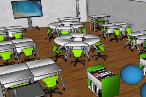 Simulation 3D d'un espace éducatif hybride