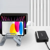 HUB de chargement USB-C à 10 ports connectés à des tablettes numériques – solution Aratice pour la recharge rapide.